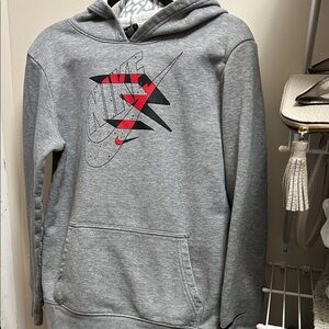 Nike Gray Hoodie with Red and Black Graphic